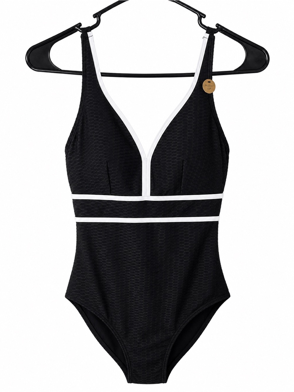 Nip Tuck Classic Black One-Piece Swimsuit with White Trim size 4